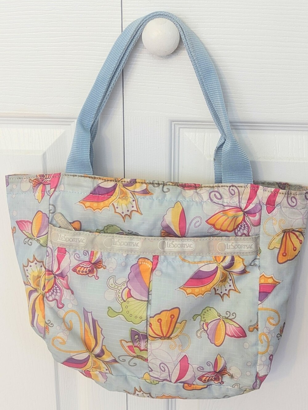 LeSportsac Light Blue Butterfly Print Small Tote